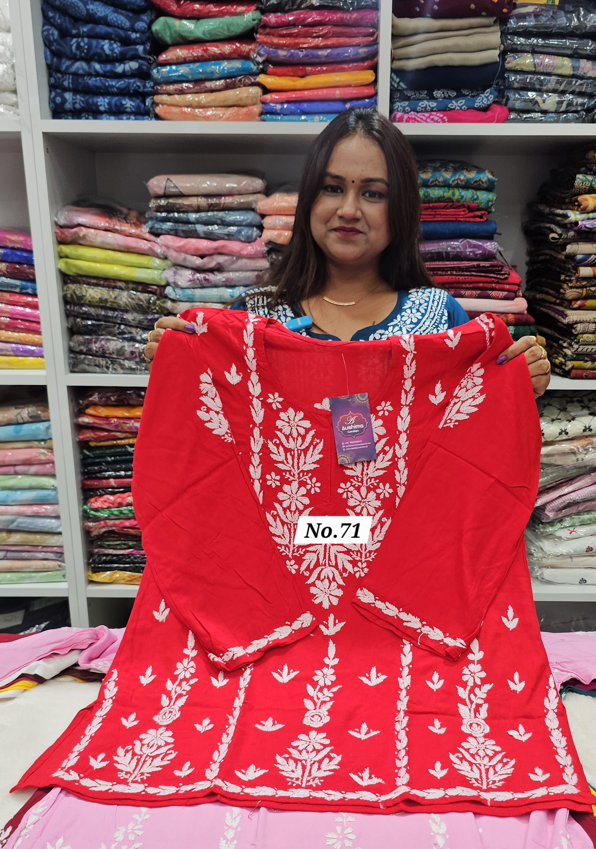 LUCKNOW CHIKANKARI SHORT TOPS {SIZE-44} (NO.71)
