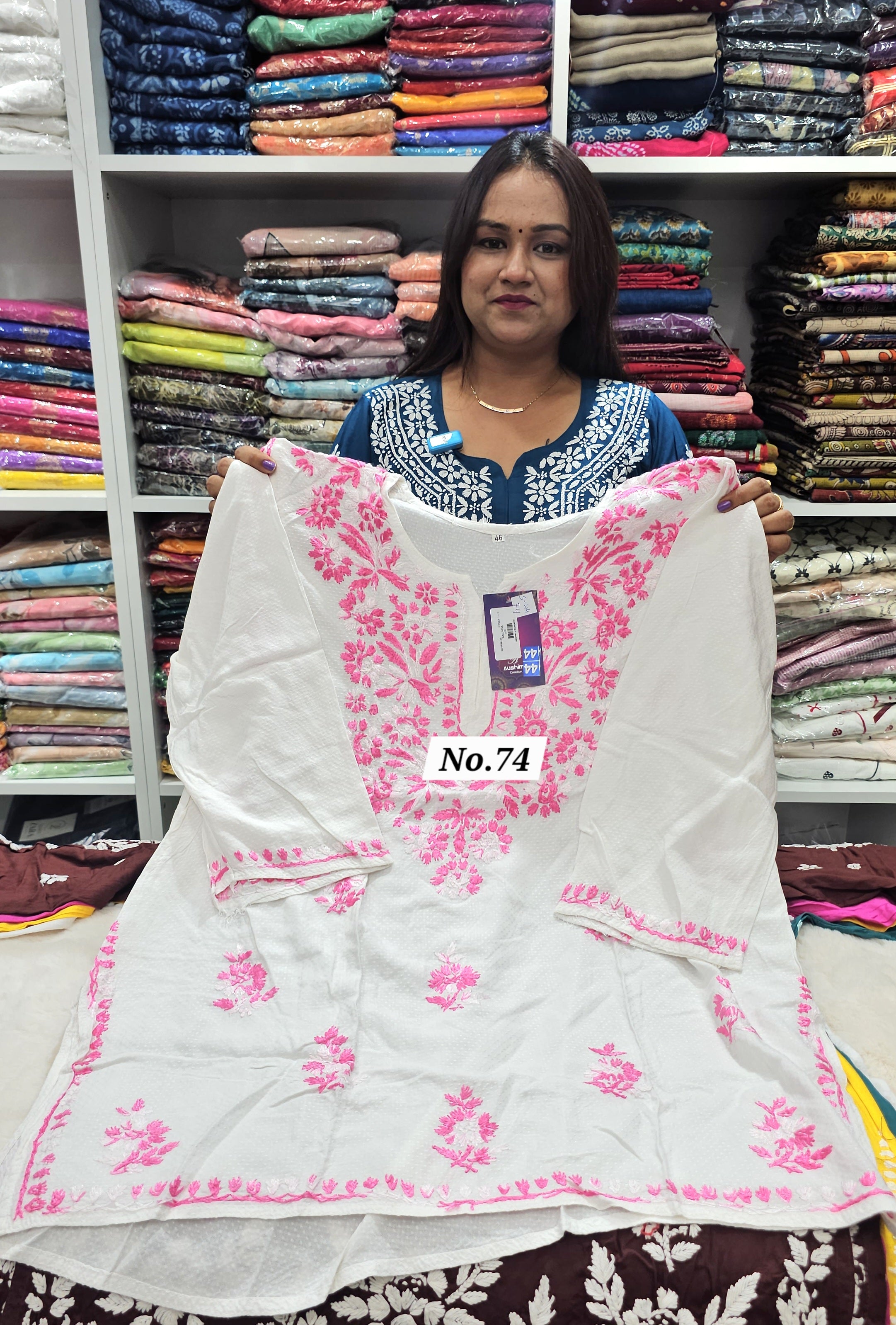 LUCKNOW CHIKANKARI SHORT TOPS {SIZE-44} (NO.74)