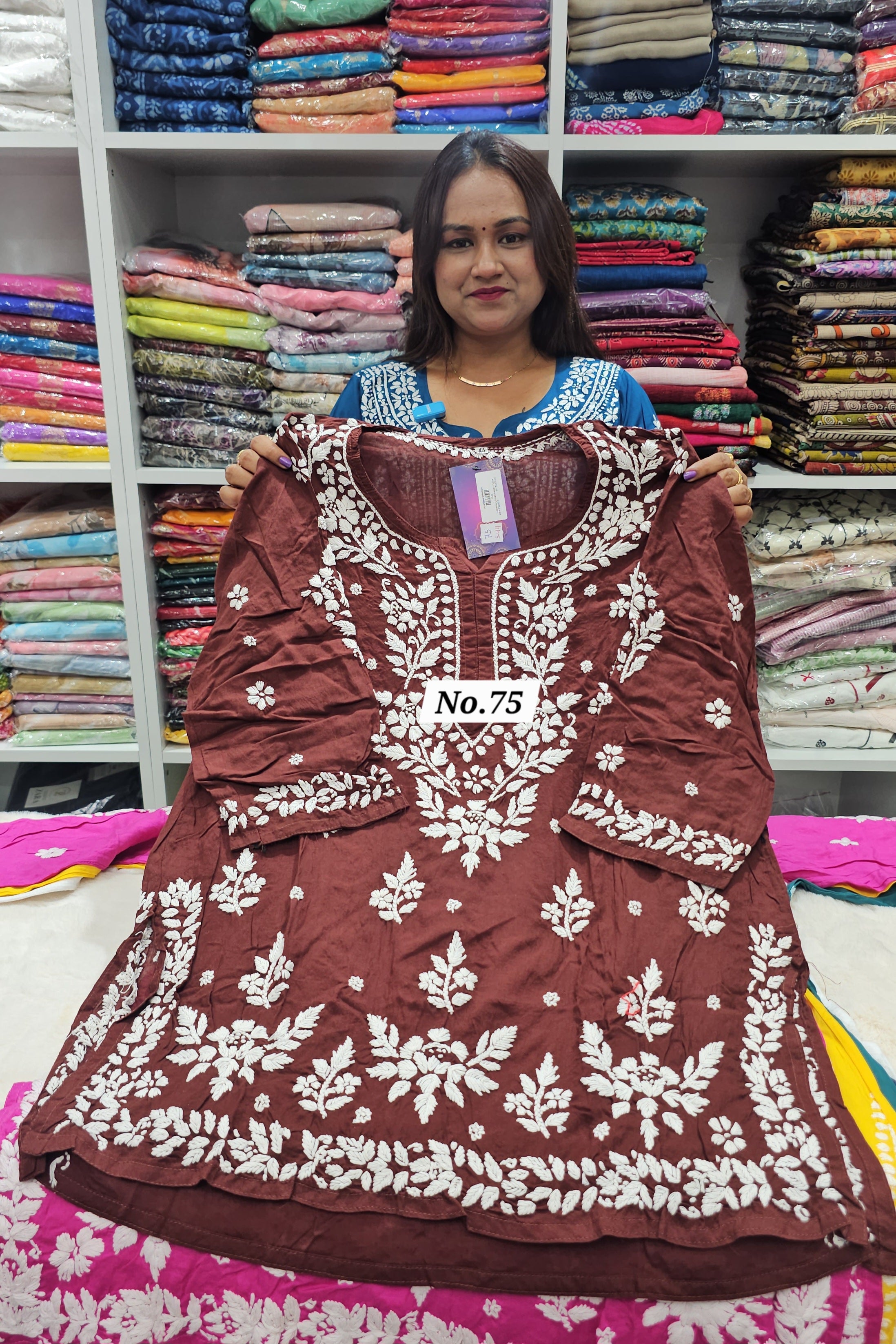 LUCKNOW CHIKANKARI SHORT TOPS {SIZE-44} (NO.75)