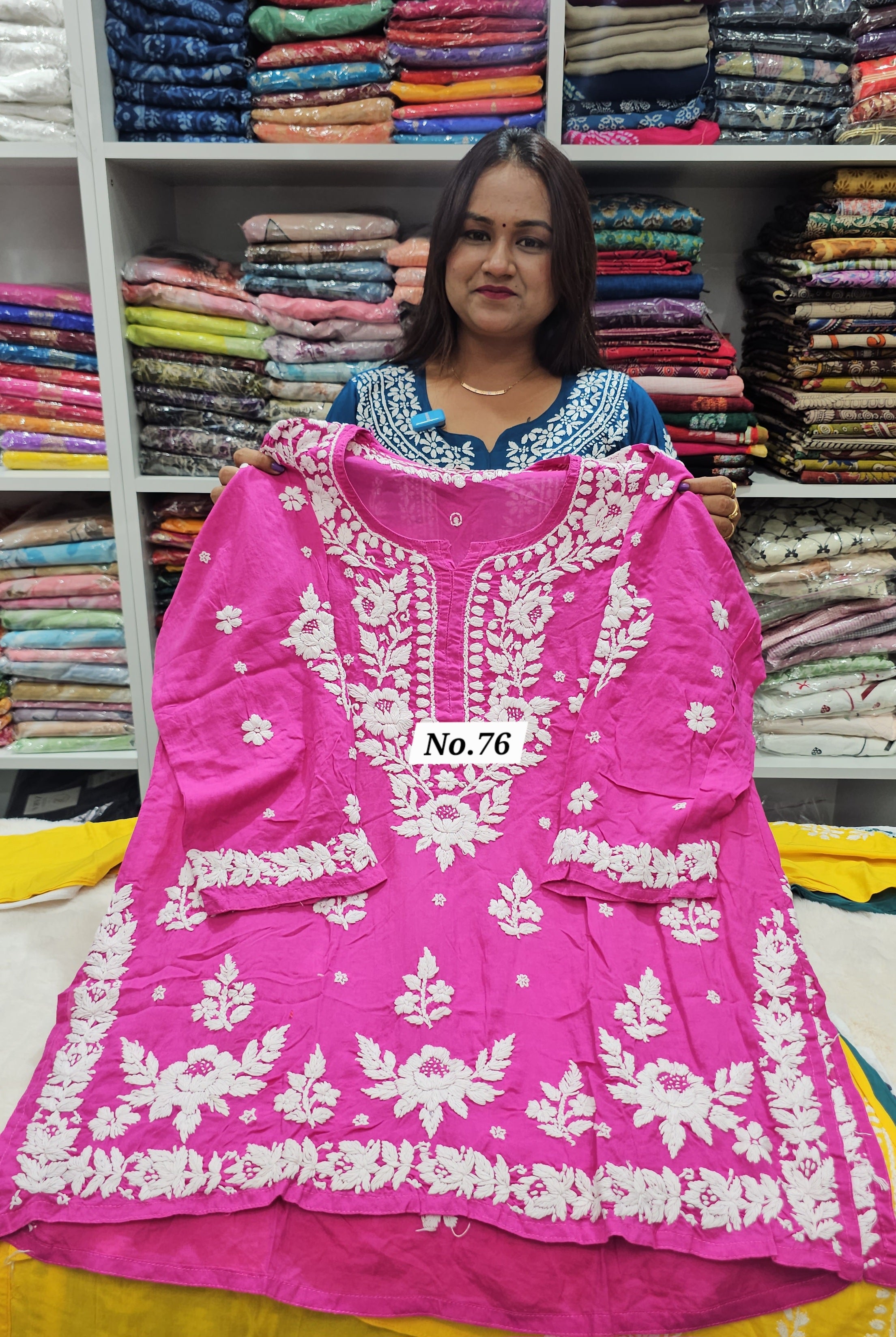 LUCKNOW CHIKANKARI SHORT TOPS {SIZE-44} (NO.76)