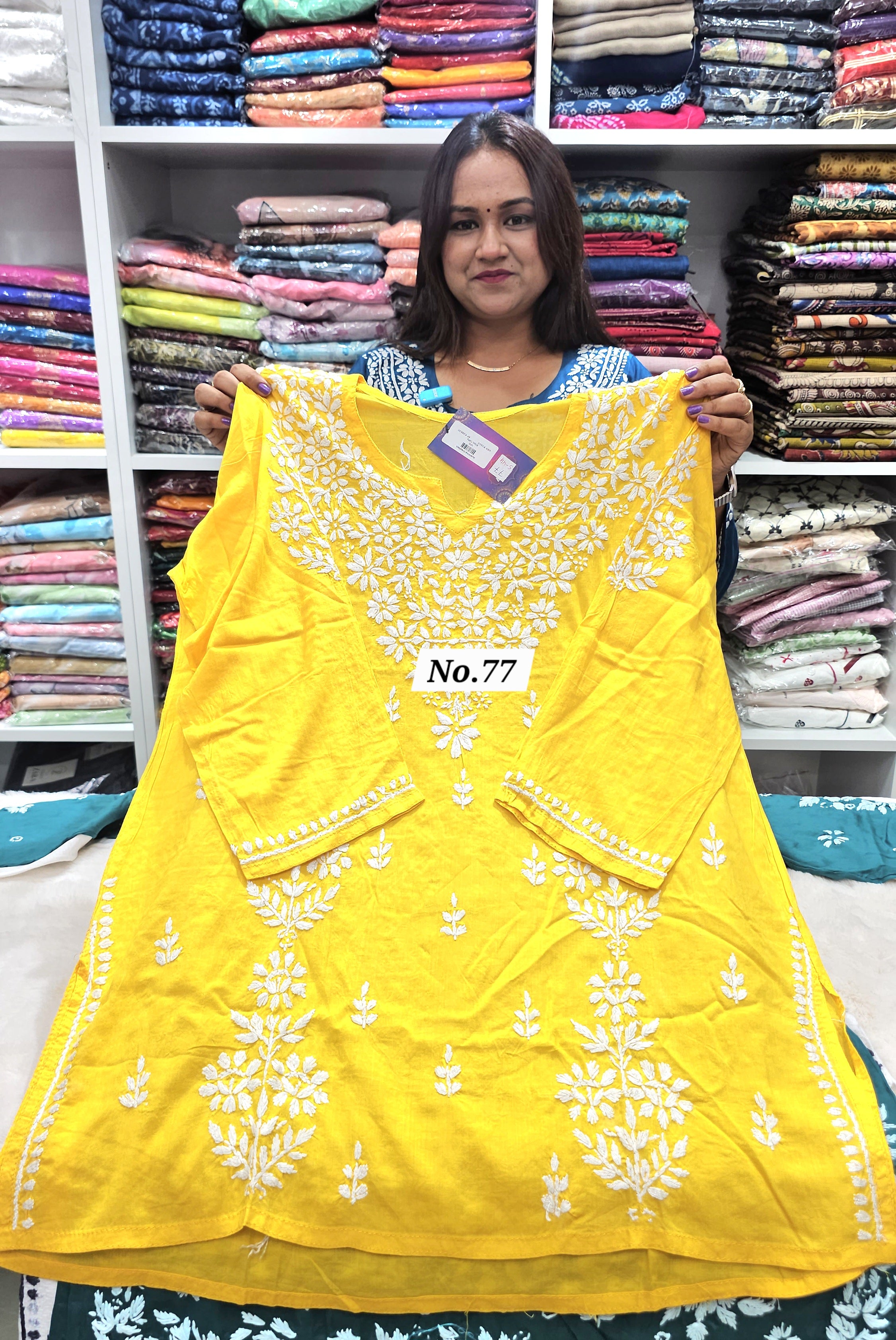 LUCKNOW CHIKANKARI SHORT TOPS {SIZE-44} (NO.77)