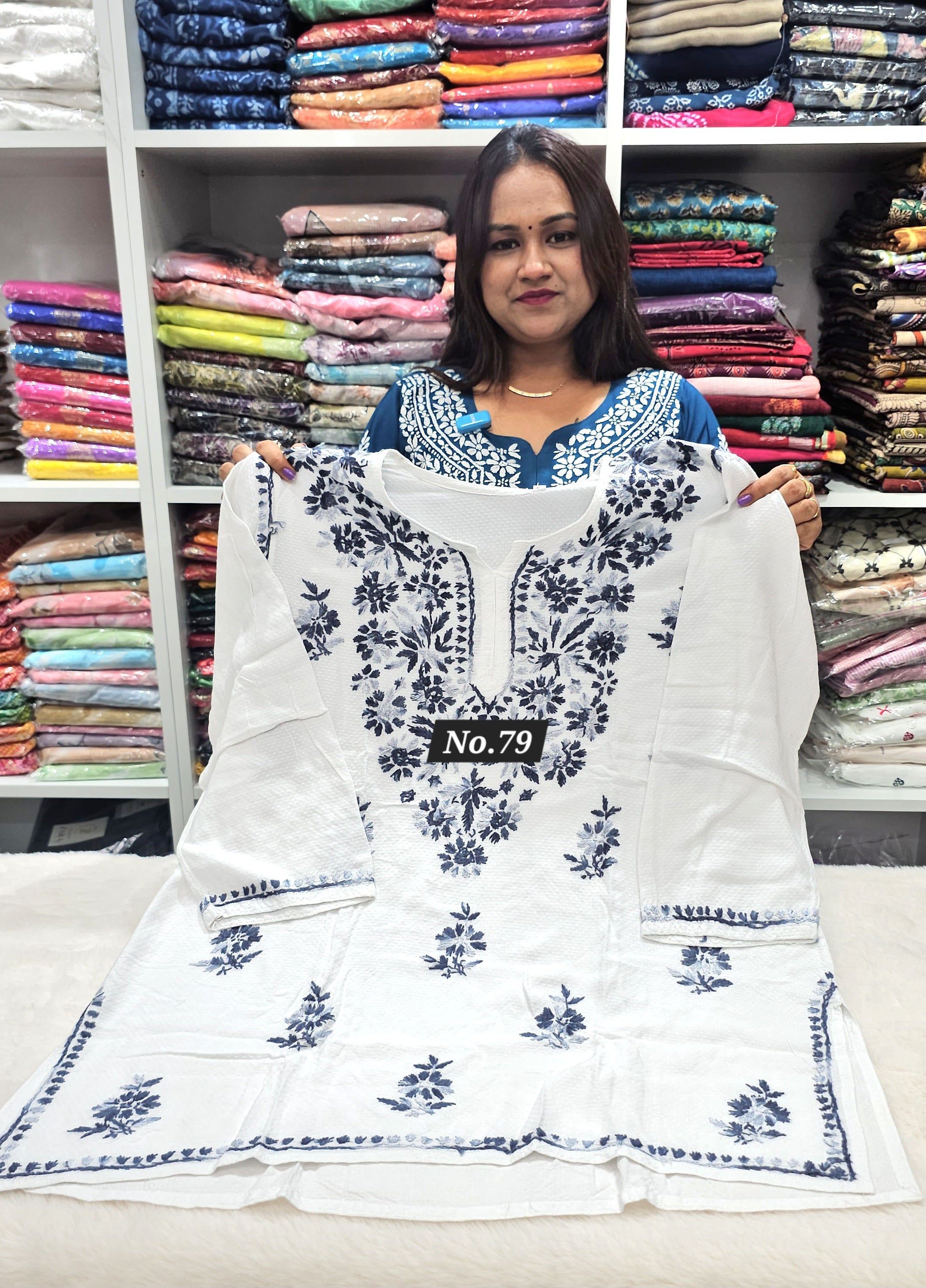 LUCKNOW CHIKANKARI SHORT TOPS {SIZE-44} (NO.79)