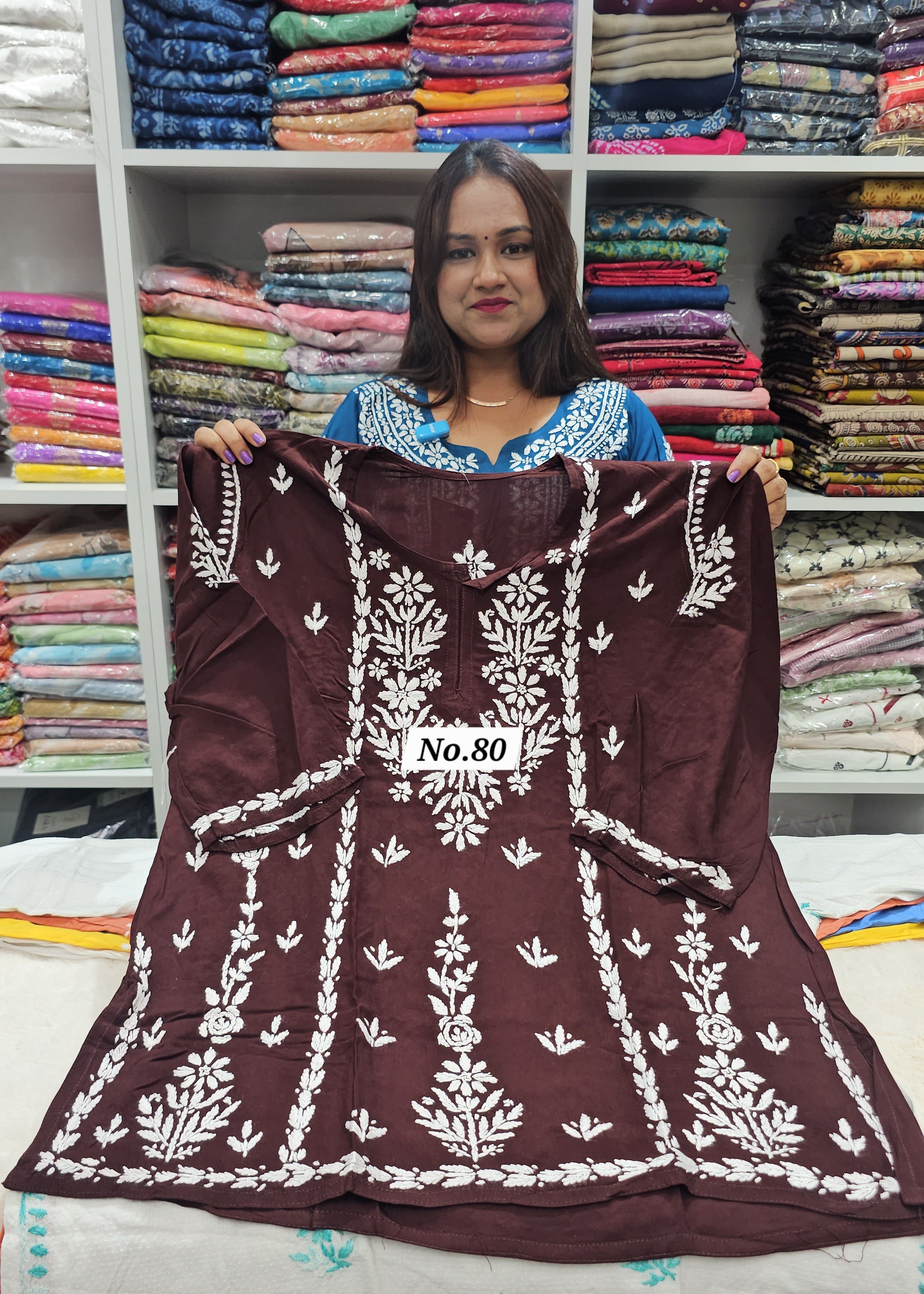 LUCKNOW CHIKANKARI SHORT TOPS {SIZE-46} (NO.80)