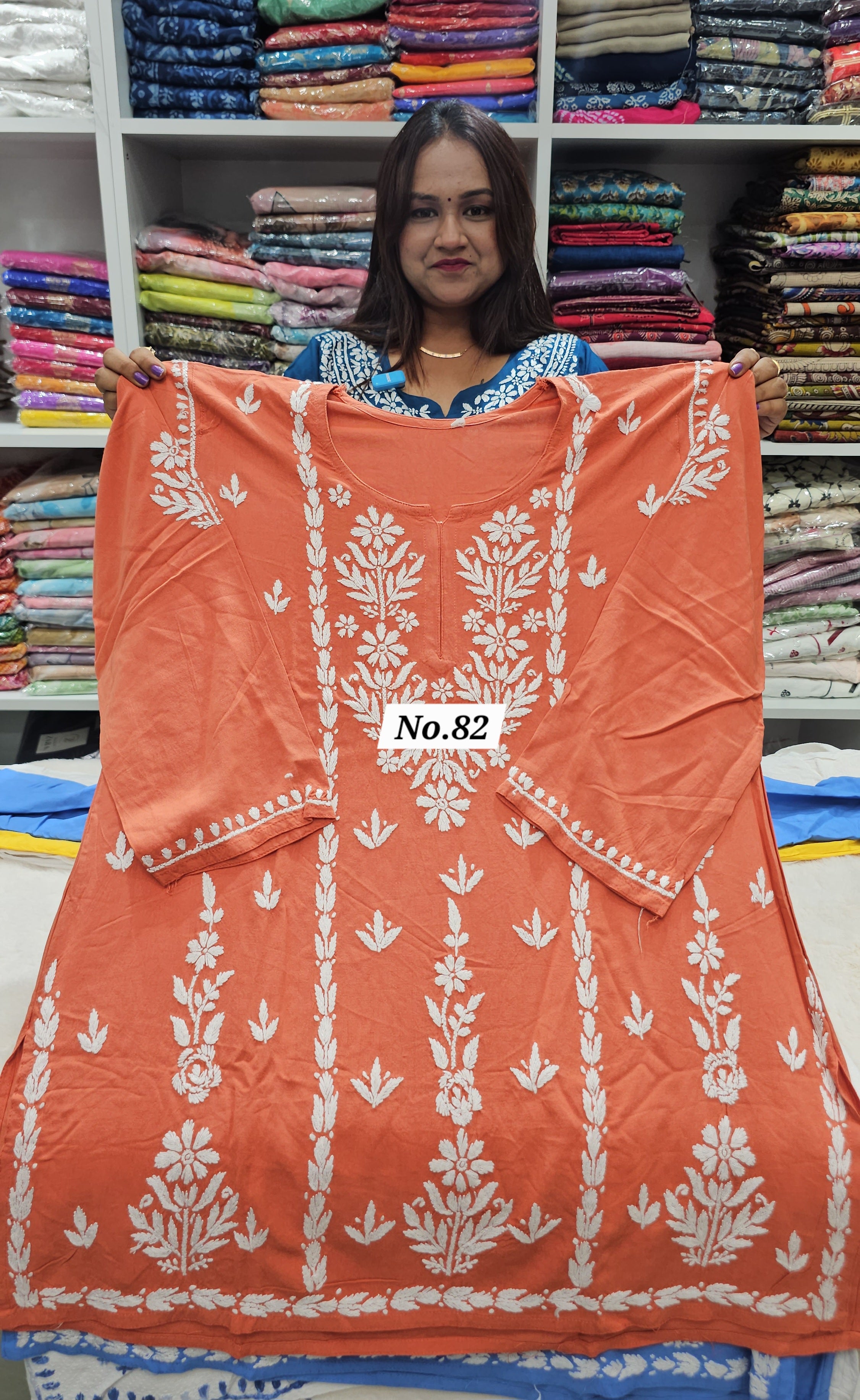 LUCKNOW CHIKANKARI SHORT TOPS {SIZE-46} (NO.82)