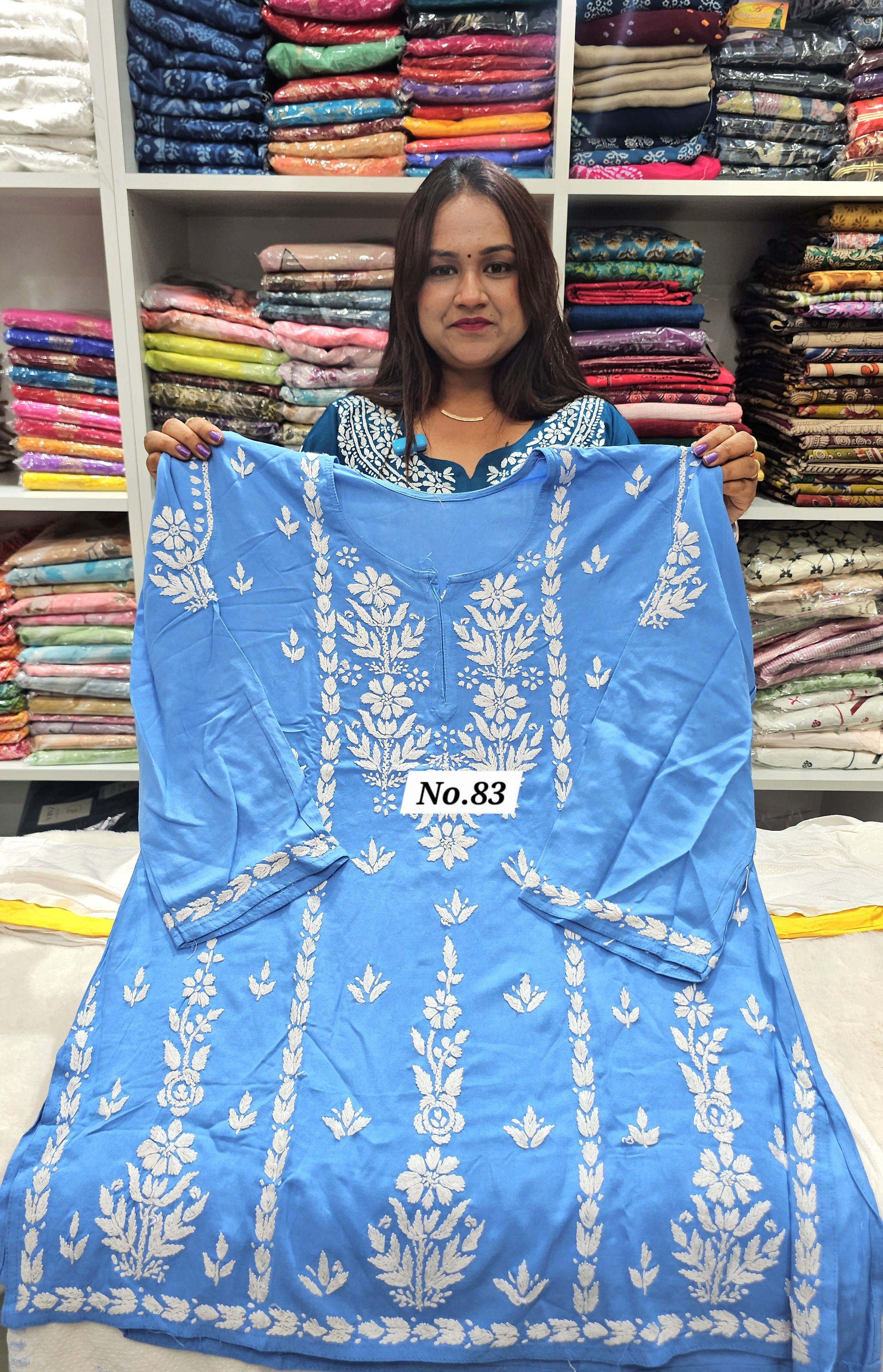 LUCKNOW CHIKANKARI SHORT TOPS {SIZE-46} (NO.83)