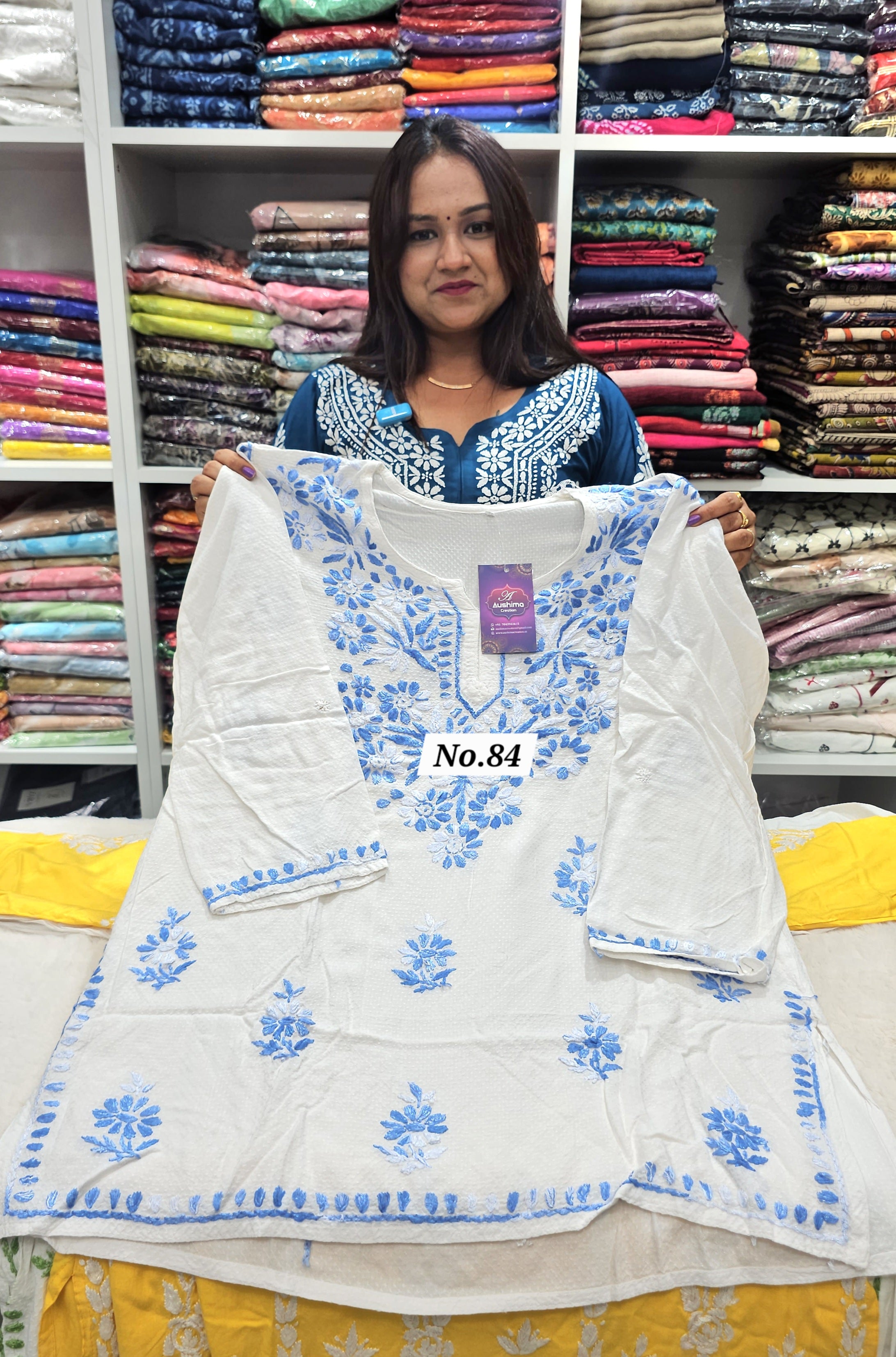 LUCKNOW CHIKANKARI SHORT TOPS {SIZE-46} (NO.84)