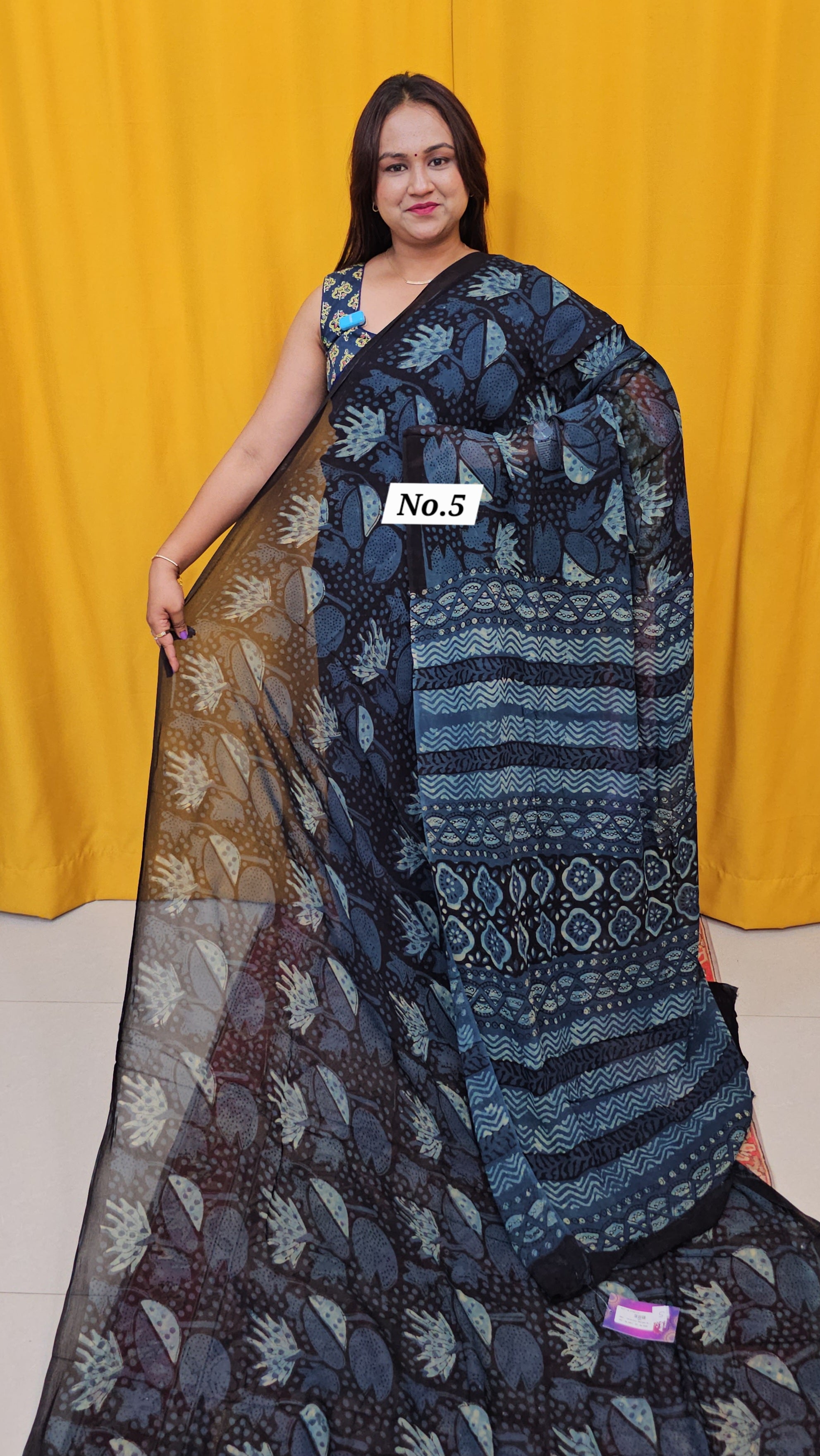 BAGRU HANDBLOCK GEORGETTE SAREE (NO .5)