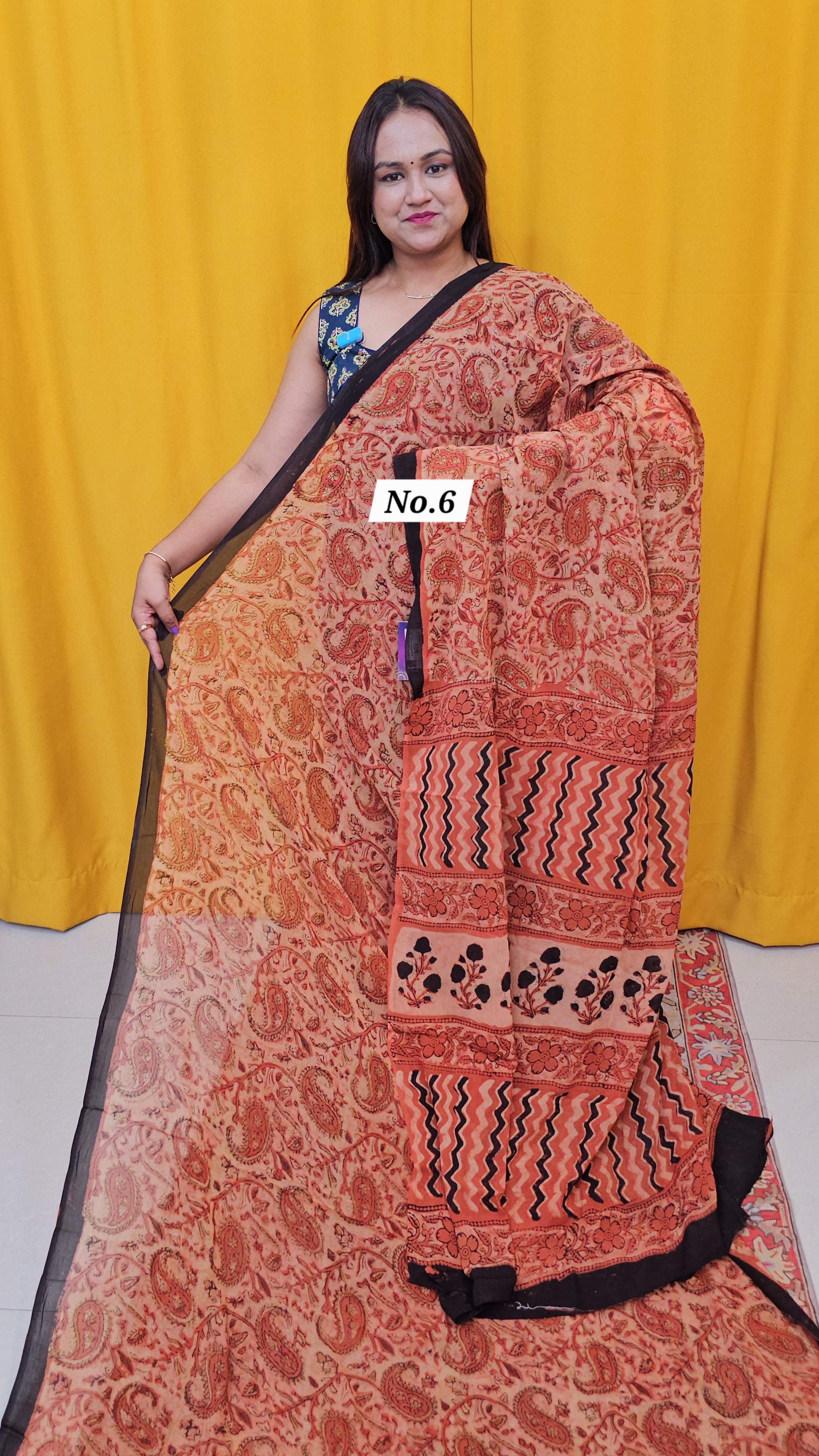 BAGRU HANDBLOCK GEORGETTE SAREE (NO .6)
