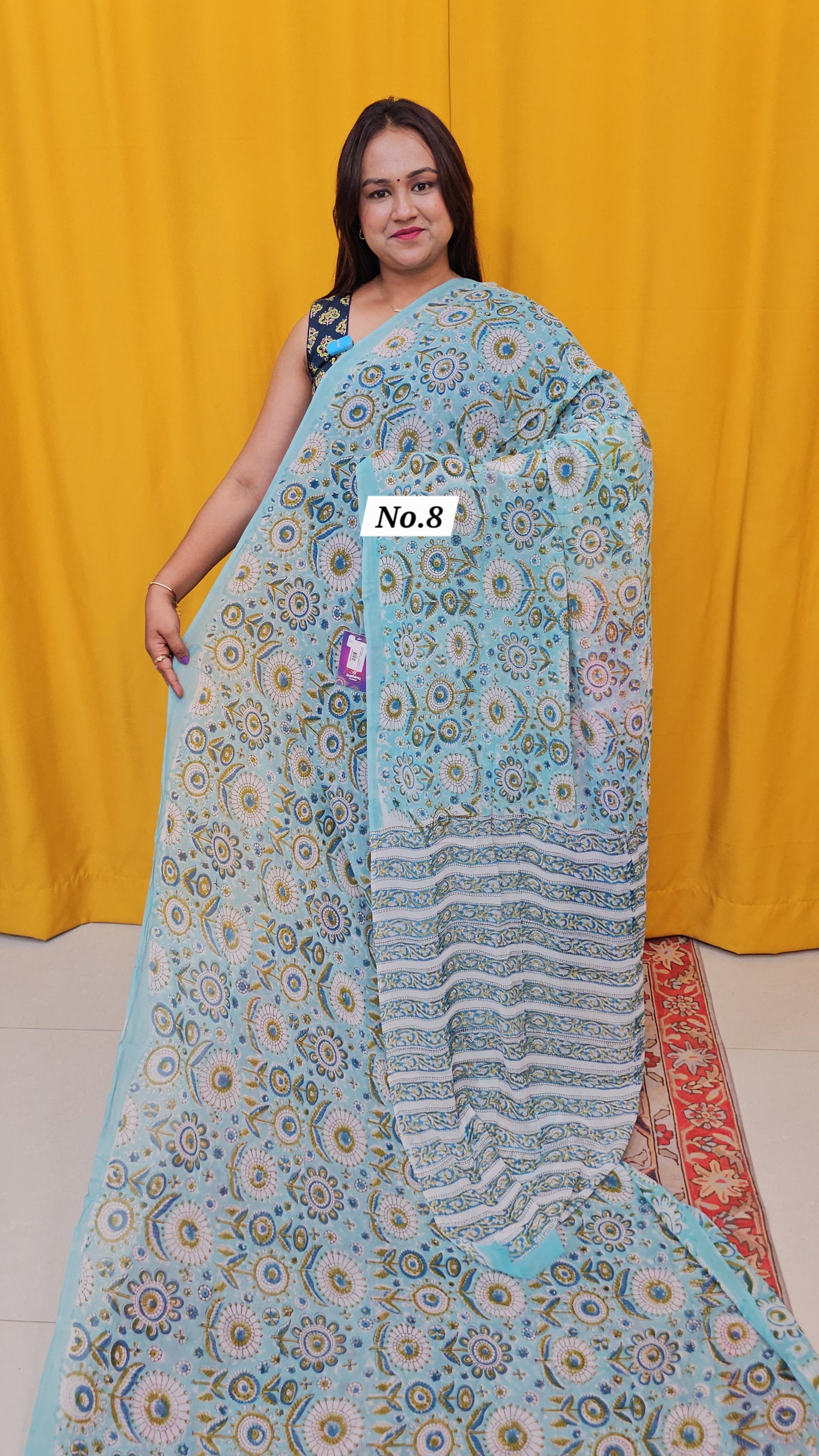 BAGRU HANDBLOCK GEORGETTE SAREE (NO .8)