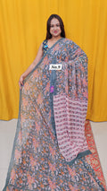BAGRU HANDBLOCK GEORGETTE SAREE (NO .9)