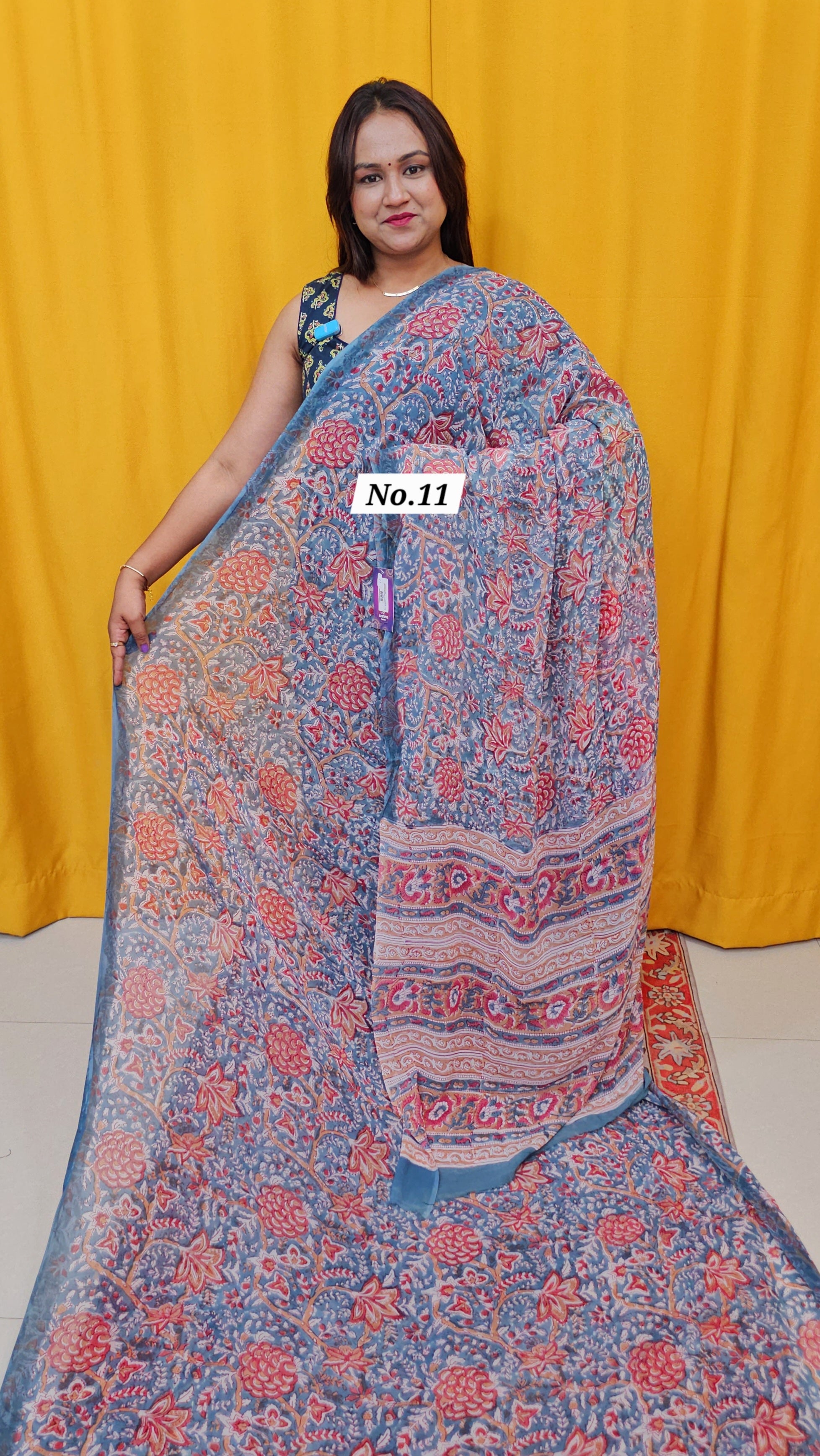 BAGRU HANDBLOCK GEORGETTE SAREE (NO .11)