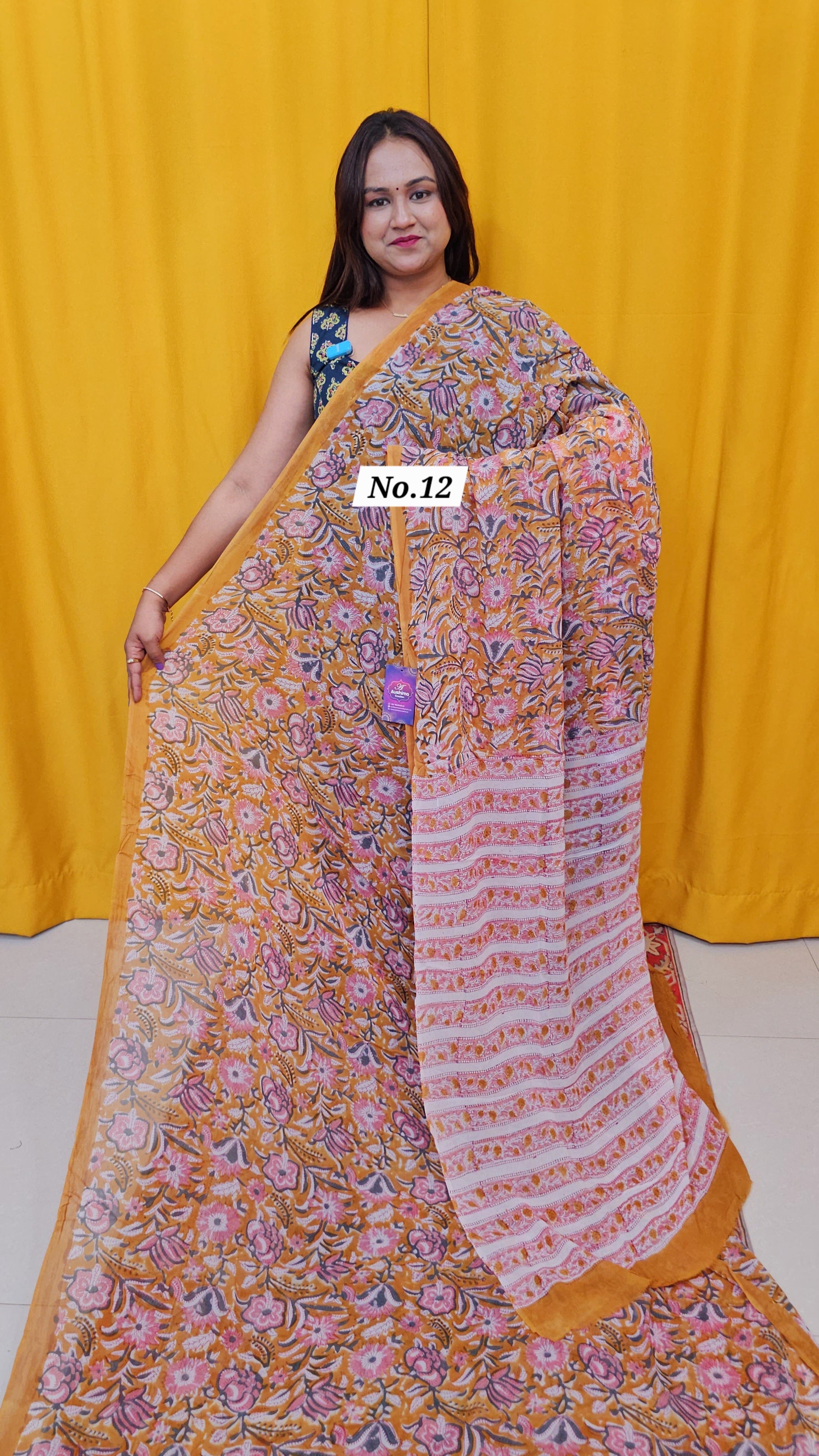 BAGRU HANDBLOCK GEORGETTE SAREE (NO .12)