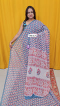 BAGRU HANDBLOCK GEORGETTE SAREE (NO .13)