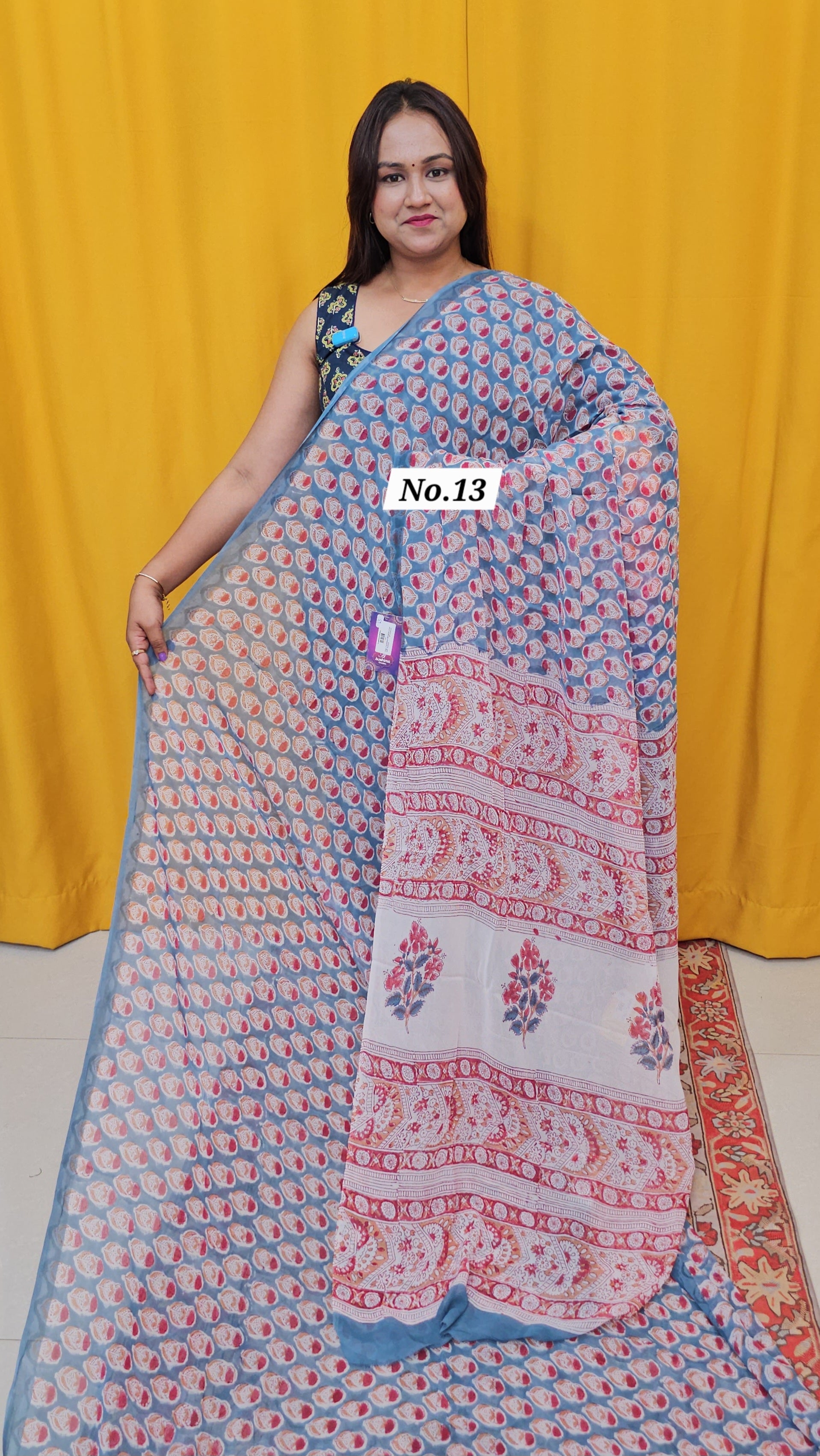 BAGRU HANDBLOCK GEORGETTE SAREE (NO .13)