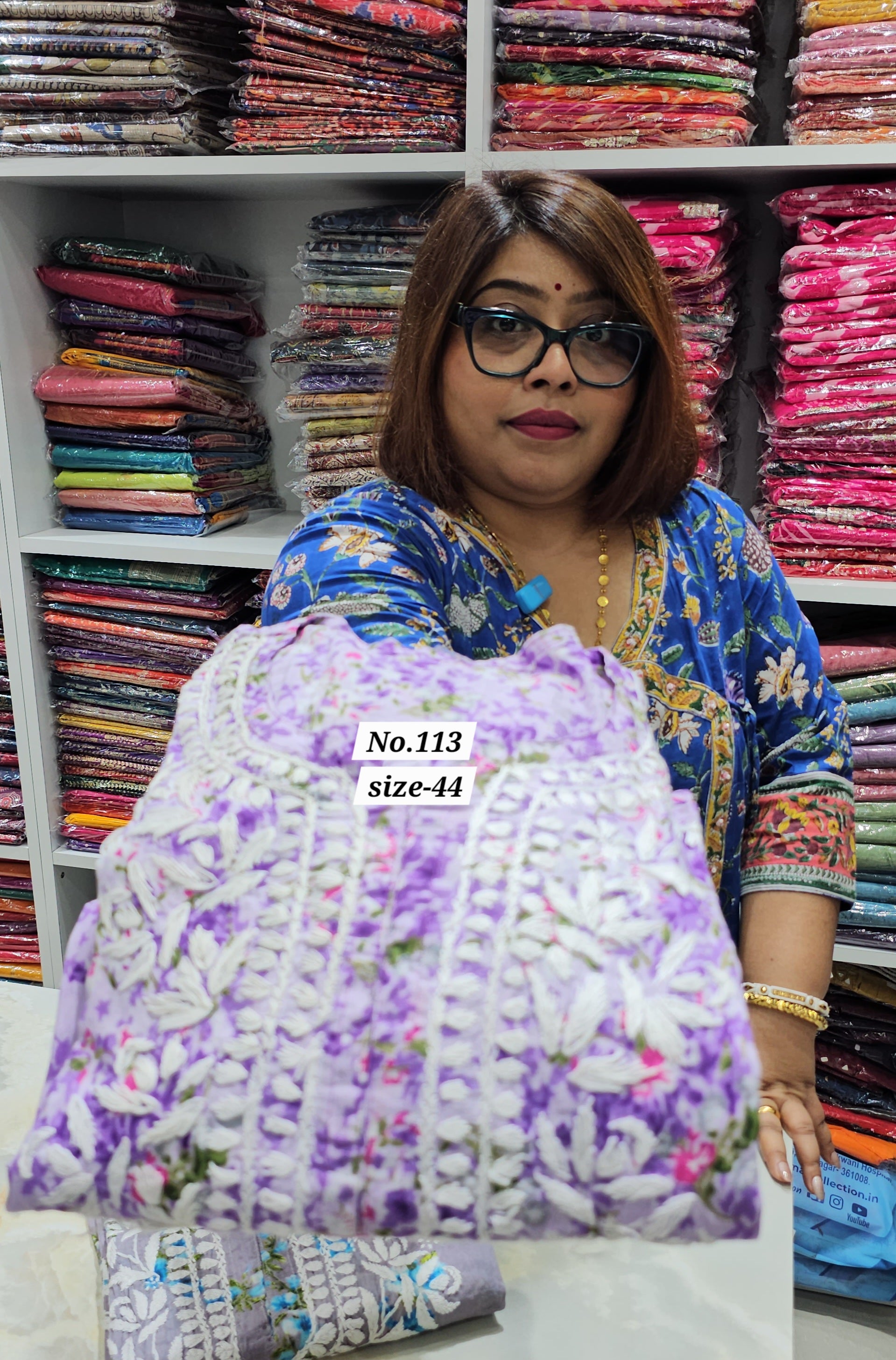 LUCKNOW CHIKANKARI READY MADE CORD SET {SIZE-44} (NO. 113)