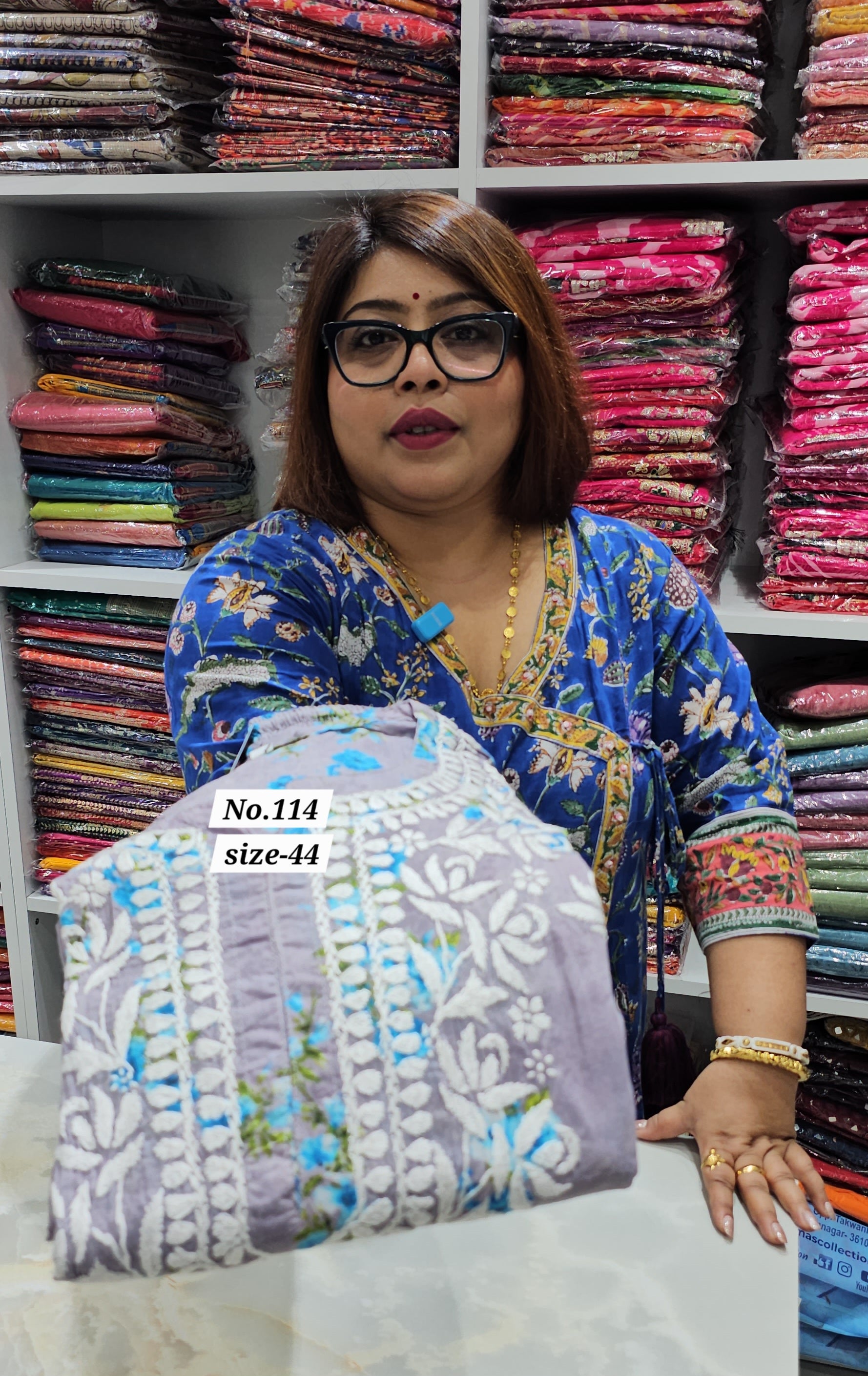 LUCKNOW CHIKANKARI READY MADE CORD SET {SIZE-44} (NO. 114)
