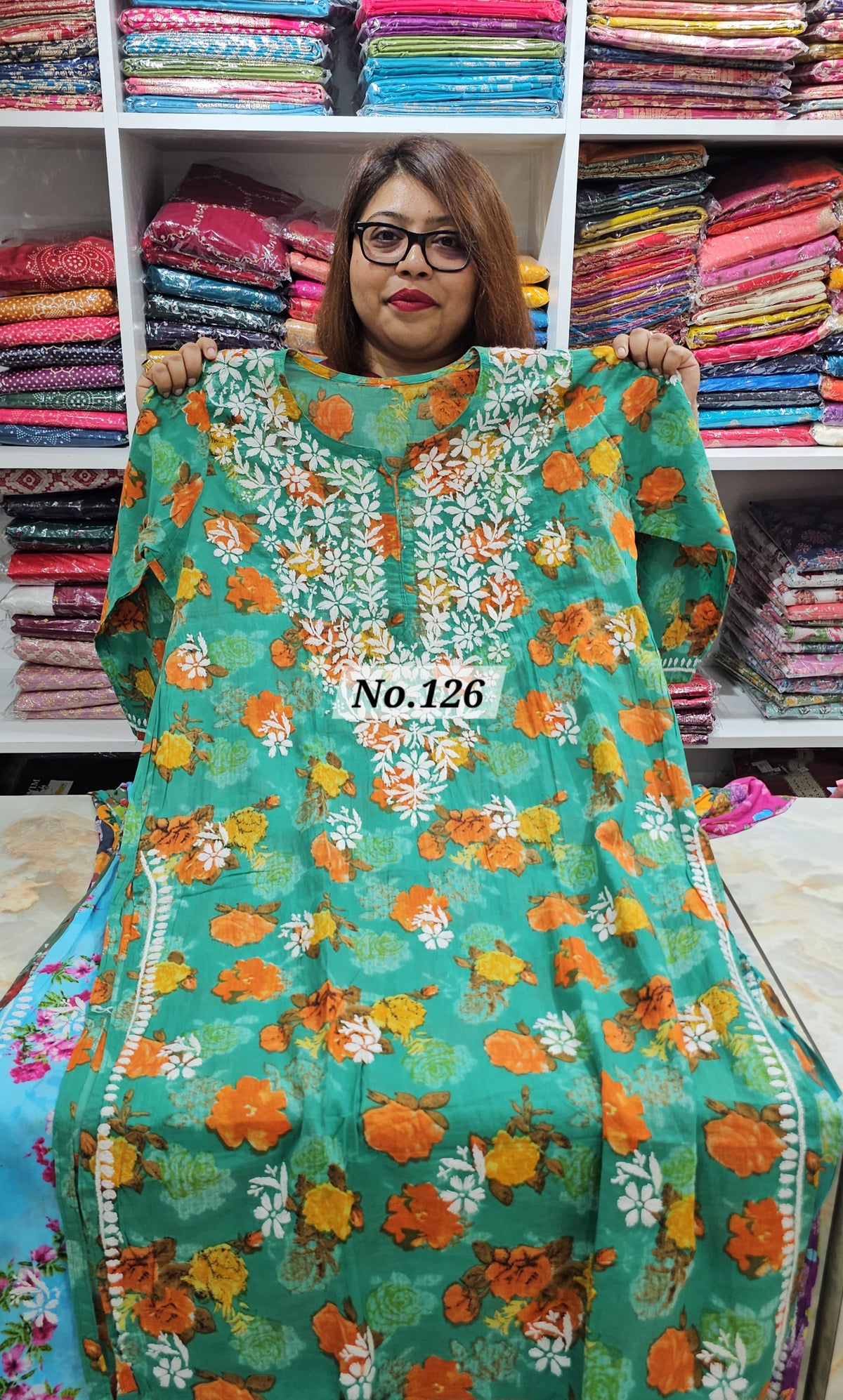 LUCKNOW  CHIKANKARI KURTI RADE MADE {SIZE-46} (NO.126)
