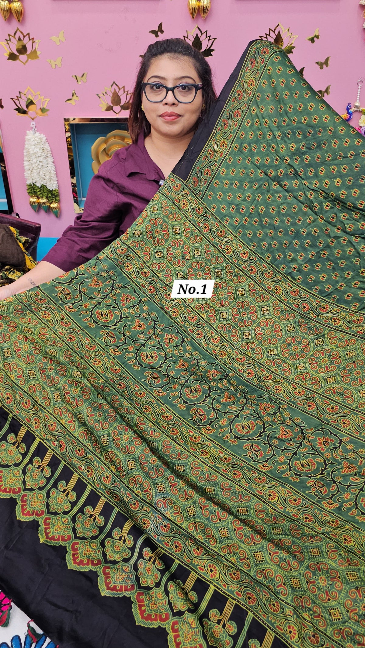 PURE AJRAKH MODAL SAREE {DEFECTIVE} (NO.1)