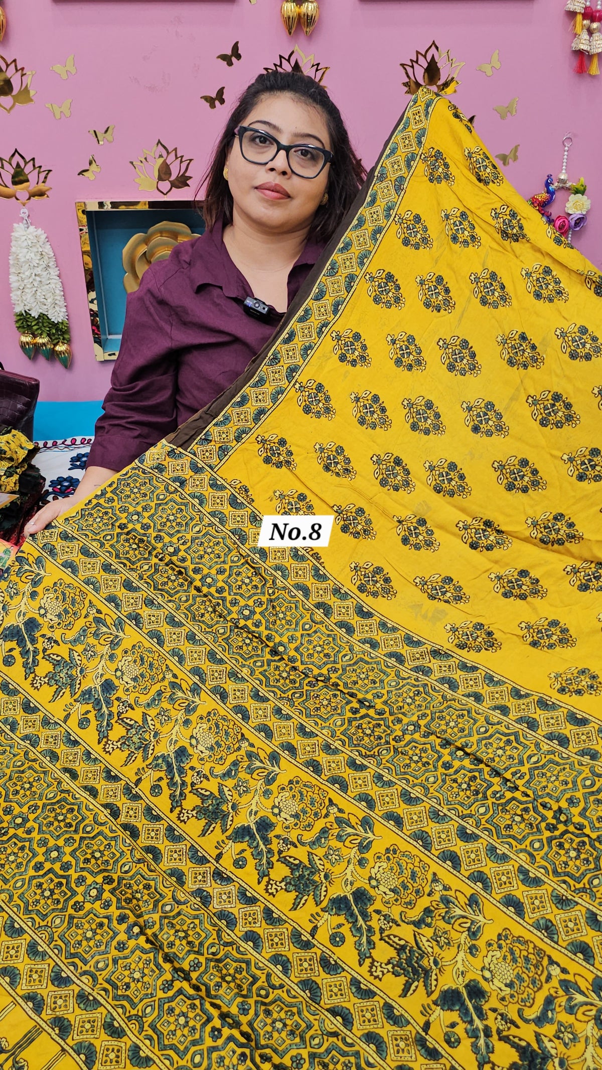 PURE AJRAKH MODAL SAREE {DEFECTIVE} (NO.8)