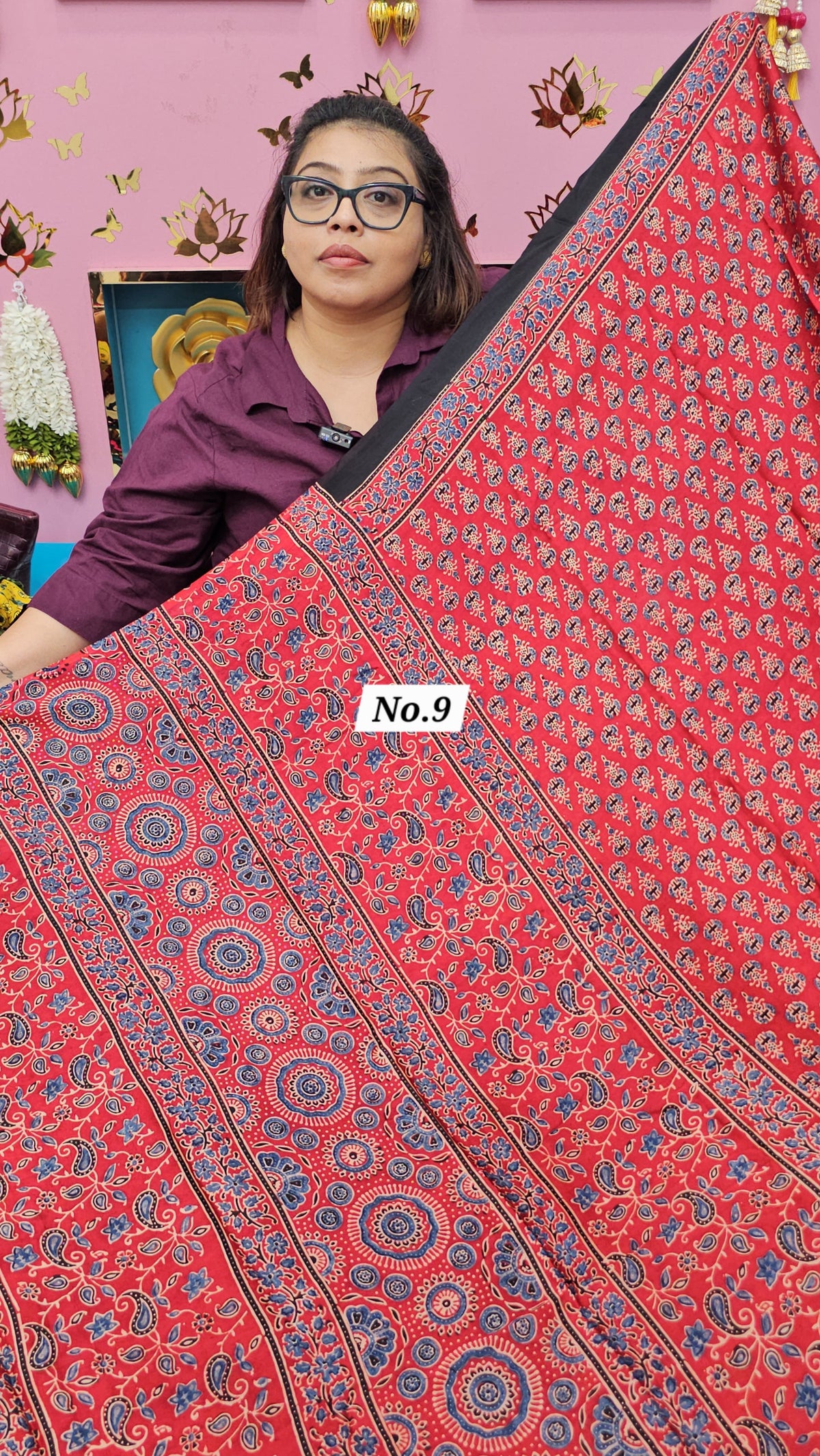 PURE AJRAKH MODAL SAREE {DEFECTIVE} (NO.9)