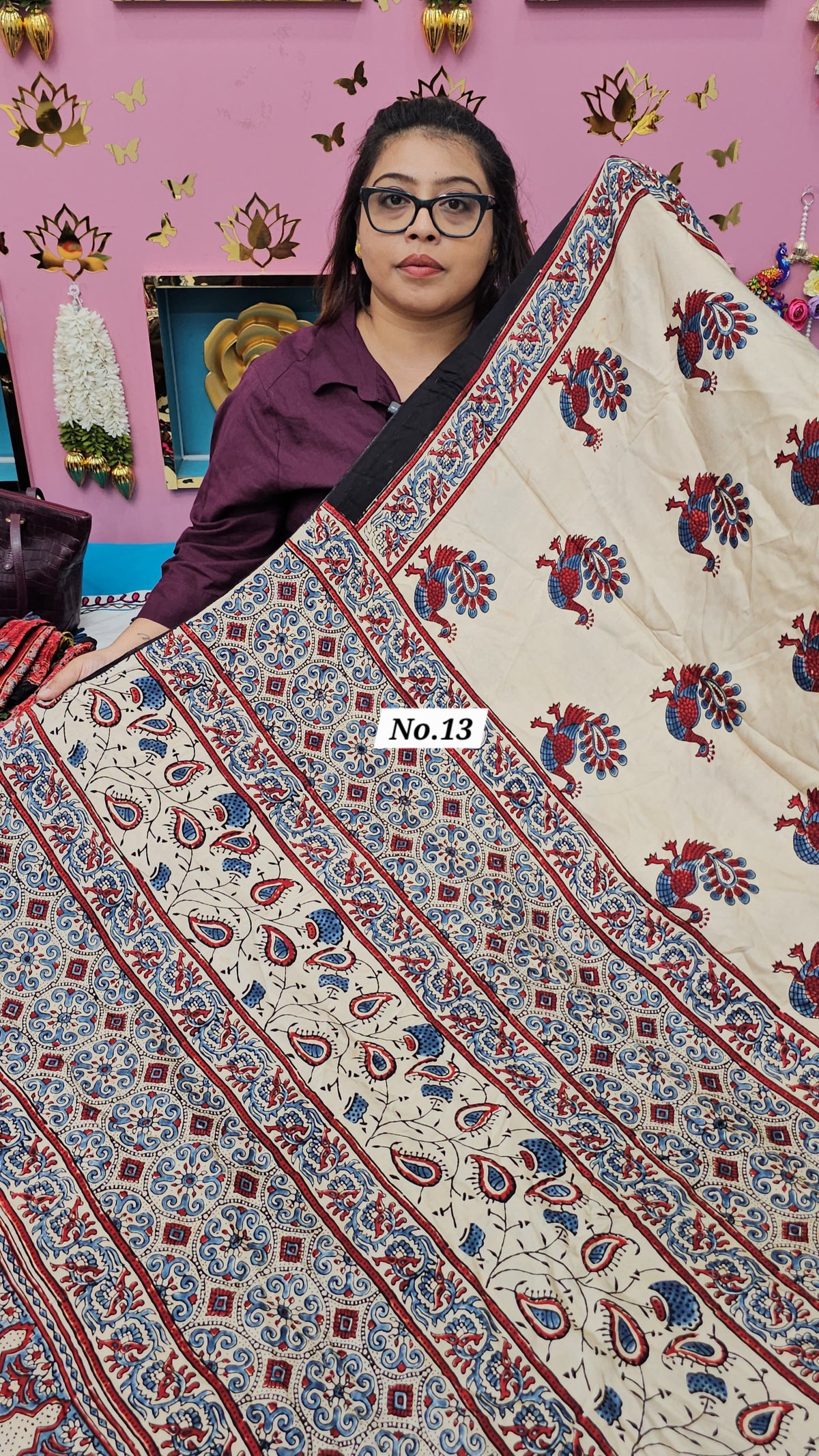 PURE AJRAKH MODAL SAREE {DEFECTIVE} (NO.13)