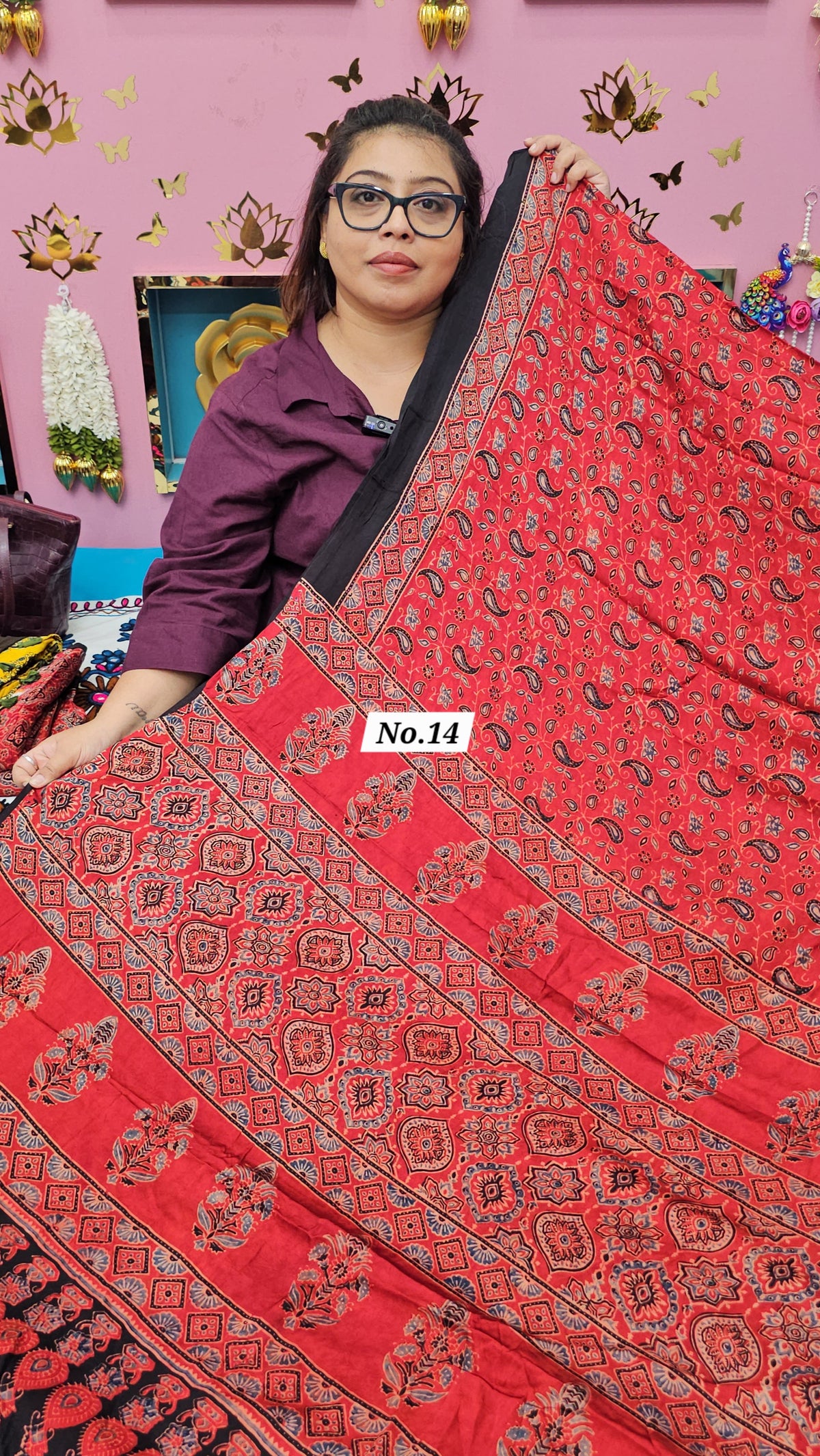 PURE AJRAKH MODAL SAREE {DEFECTIVE} (NO.14)
